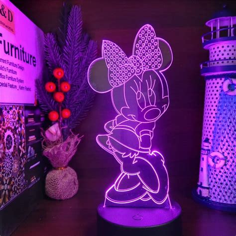 Disney Cartoon 3d Night Light Minnie Mickey Mouse Acrylic Touch Light