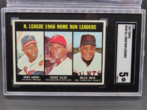 Topps Hank Aaron Richie Allen Willie Mays Nl Hr Leaders