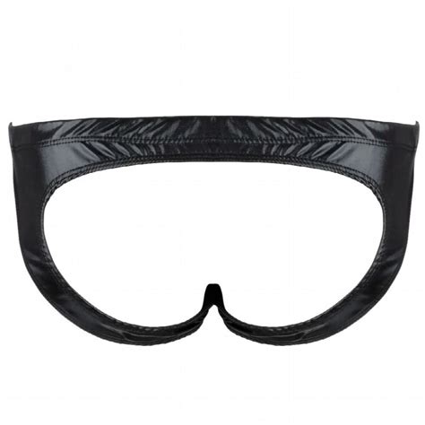 Mens Gay Underwear Wet Look Leather Bikini Briefs Sexy Open Butt Sissy Panties With Holes Homme