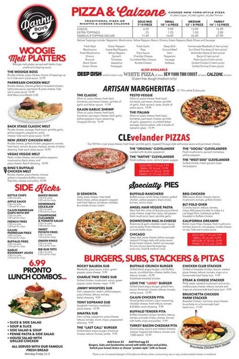 Danny Boys Pizza Menu In North Olmsted Ohio Usa