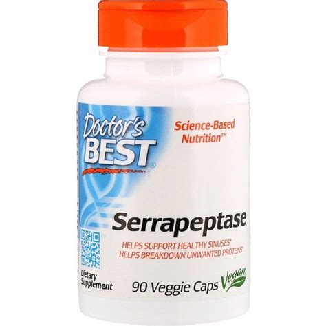 Серрапептаза, Serrapeptase, Doctor's Best, 40,000 СПУ, 90 капсул купить ...