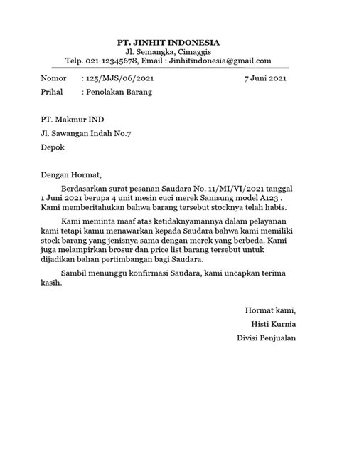 Contoh Surat Keluar 4 Pdf