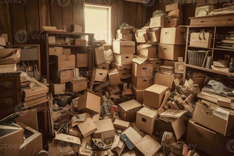 Lots Of Stuff Cardboard Boxes Messy Disorganized Storage Pi