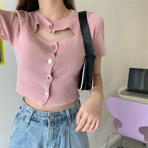 Jual Slim Potongan Dengan Pendek Hollow Model Sweater Dan Wanita Lengan Sex Shopee Indonesia