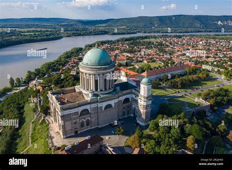 aerial view  esztergom cathedral city  danube river esztergom