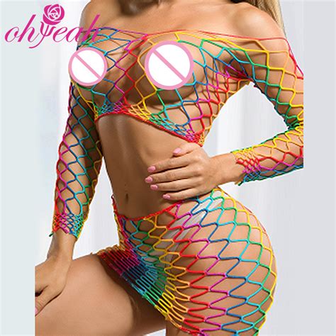 New Style Hollow Out Dress Lingerie Set Two Pieces Fishnet Bodystocking For Women Sexy