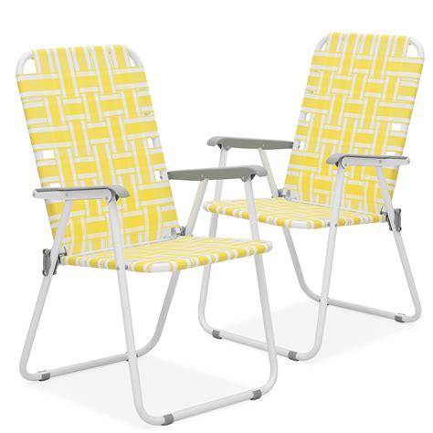 MoNiBloom Portable Webbed Beach Chairs Set Of 2 Folding Camping Woven