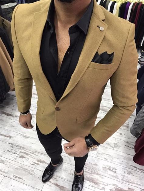 Tan On Black Blazer Gentlemen Foodfashionlifestyle Fashion Suits