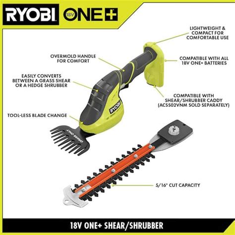 Ryobi P2980 Ac One 18v Cordless Grass Shear And Shrubber Trimmer With