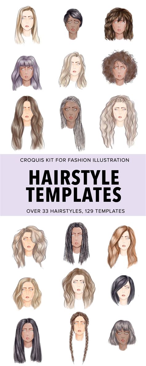Hairstyle Templates For Fashion Illustration Fashion Illustration