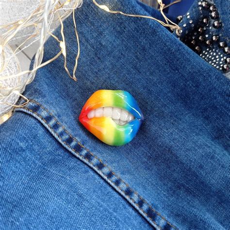 Rainbow Lips Pin Gay Pride Brooch Lgbt Accessories Gift For Etsy
