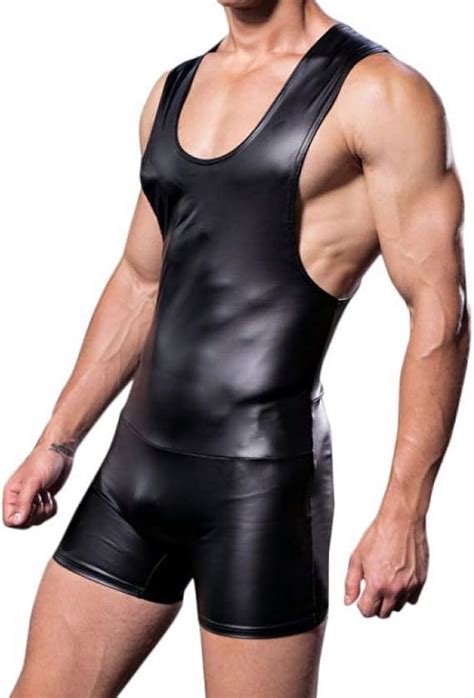 Fentinaya Mens Seamless Bodysuit Workout Dance Biketard Unitard One