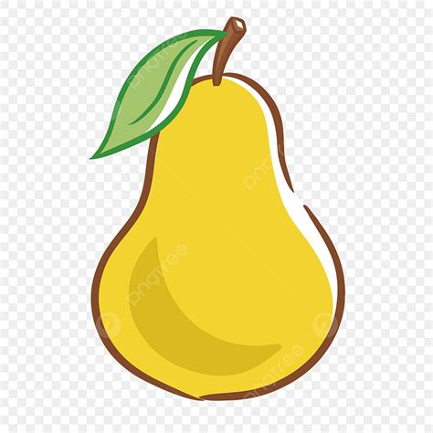 Pear Cartoon Clipart Transparent Background Yellow Line Cartoon Pear