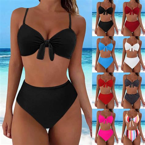Nero Sexy Bikini Set Donna Fasciatura Push Up Costume Da Bagno Plus Size Solid Swimwear