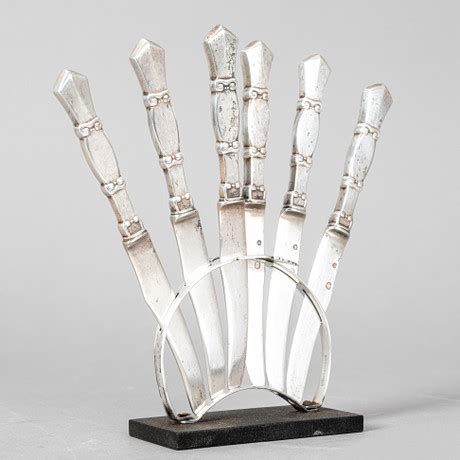 Fruktknivar Sex Stycken I Stativ Silver K Penhamn Och St Ll Silverpl Terad Gn