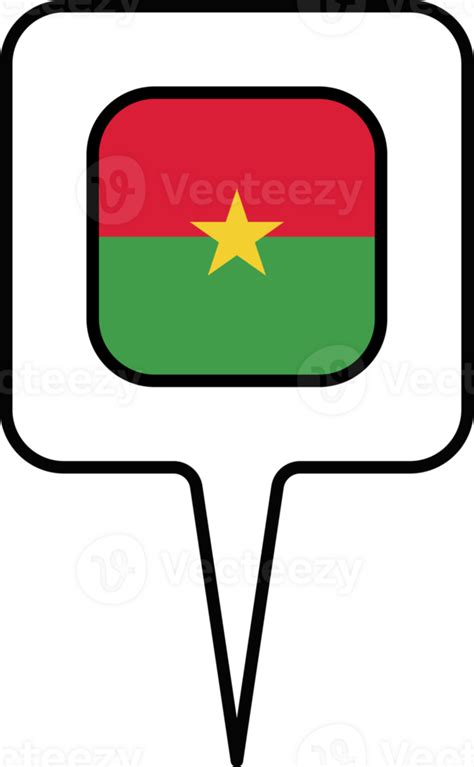 Burkina Faso Flag Map Pointer Icon Square Design 24076200 PNG