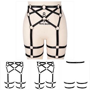 Amazon Petmhs Women S Punk Harness Garter Belt Leg Waist Strappy Lingerie Body Elastic