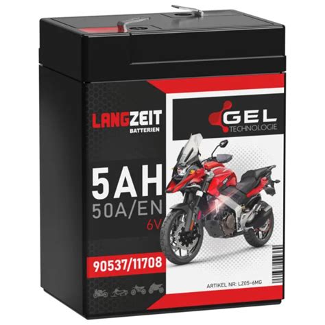 LANGZEIT GEL BATTERIE 6V 5Ah Simson KR51 Schwalbe Star S51 Habicht