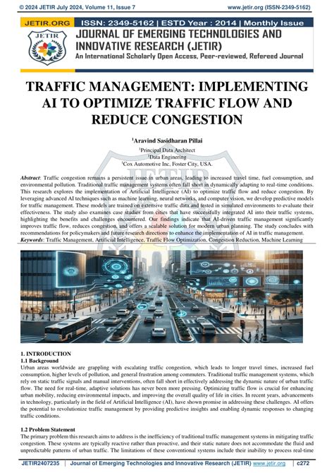 Pdf Traffic Management Implementing Ai To Optimize Traffic Flow And