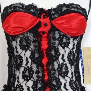 NWT Teddy Onesie Babydoll Bodysuit Black Lace Sheer Push Up Bustier NOS Novelty Lingerie Small