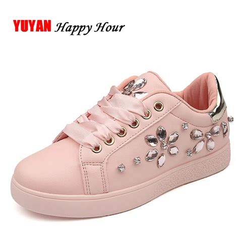 2018 Fashion Sneakers Women Flat Heel Rhinestone Casual Shoes Soft