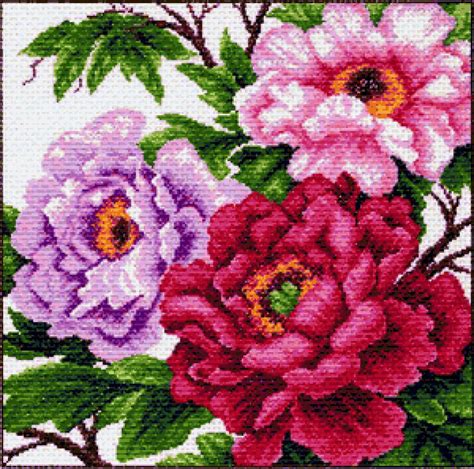 Схема вышивки «Пионы» (№281001) - Вышивка крестом