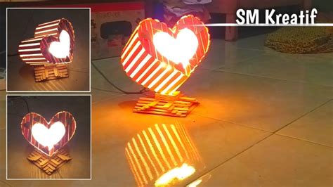 Diy Cara Buat Lampu Tidur Cantik Love Stik Es Krim Youtube