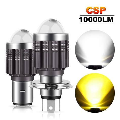 Cheap 1pcs 10000lm H4 Led Moto H6 Ba20d Led Motorcycle Headlight Bulbs Csp Lens White Yellow Hi