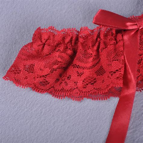Blanc Porte Jarretelles En Dentelle Lastique Avec N Ud Ruban Lingerie Sexy Cadeau De