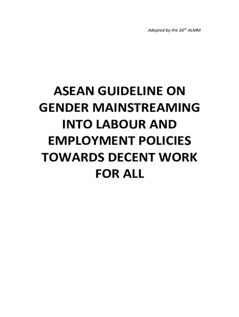 Fillable Online Checklist Of Good Practices For Mainstreaming Gender In Labour Statistics Fax