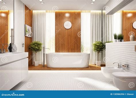 Modern Bathroom Design in Large House Stock Photo - Image of home ...