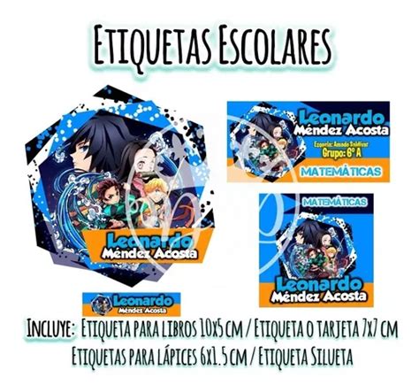 Etiquetas Escolares Demon Slayer Cuotas sin interés