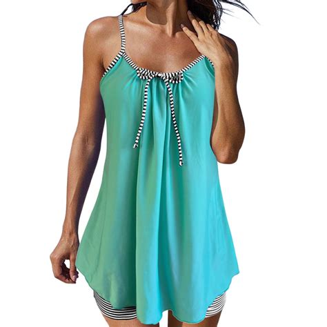 Ehrwe Women S High Waisted Two Piece Bikini Sets Swimwear Tankini Backless Piece Printing