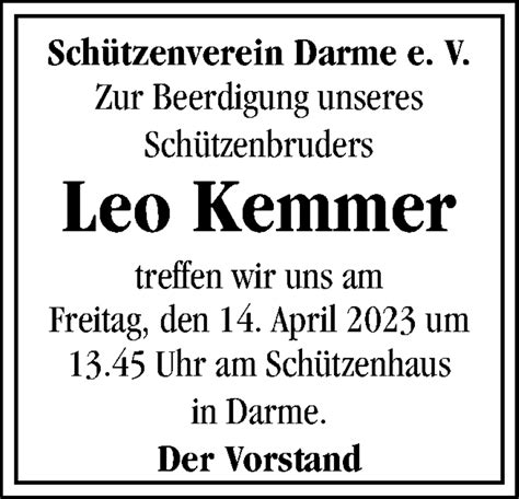 Traueranzeigen Von Leo Kemmer Noz Trauerportal