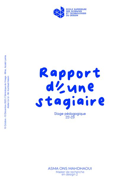 Rapport De Stage P Dagogique On Behance