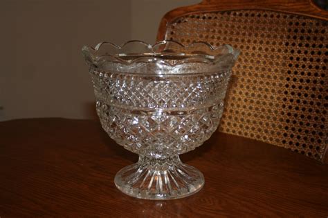 Vintage Clear Centerpiece Glass Bowl Footed Compote Bowl