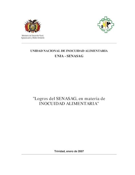 Pdf Logros Del Senasag En Materia De Inocuidad Alimentaria Dokumen Tips