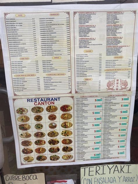 Menu At Canton Cafe Rosarito
