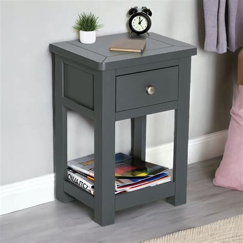 Manor Black 1 Drawer Bedside Table | Nightstand | Fully Assembled