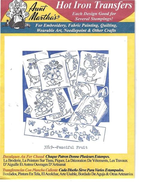 New Aunt Martha S Hot Iron Transfers Fanciful Fruit 3749 Etsy