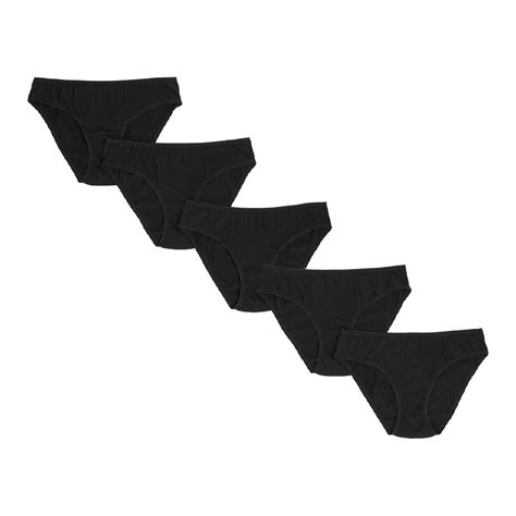 H H Women S Cotton Bikini Briefs 5 Pack Black The Warehouse