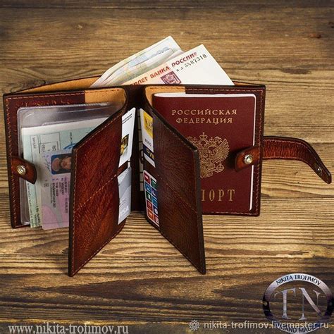 Портмоне для автодокументов из состаренной кожи с мелкой фактурой в ...