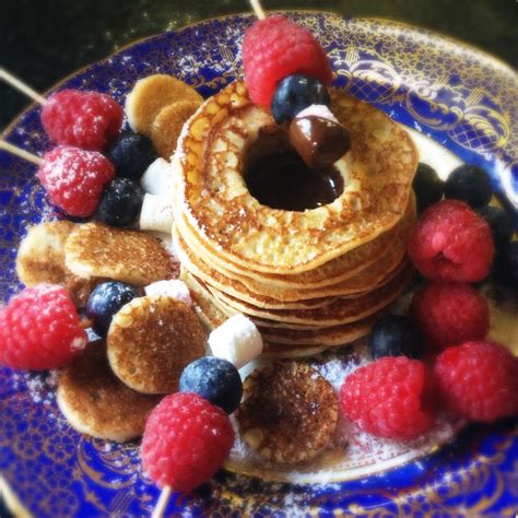 Chocolate Fondue Pancakes Stack Small American Style Pancakes Cut A