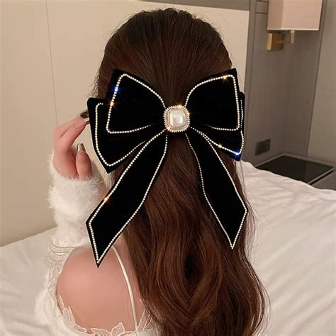 Wiwpar Velvet Black Hair Bow Hair Clips Barrettes Clips