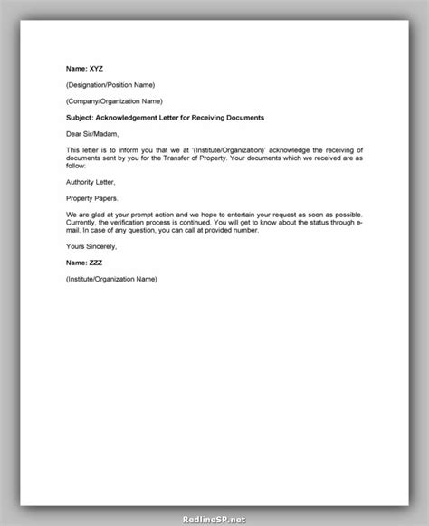 30 Free Sample Acknowledgement Letter Redlinesp