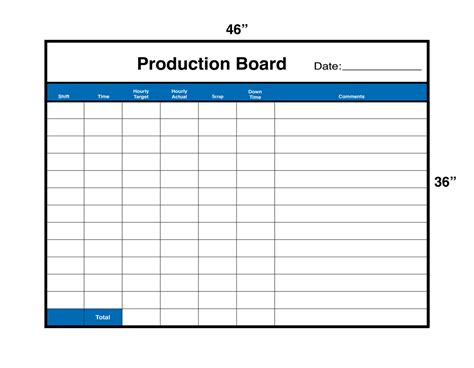 Hourly Production Tracking Board V4 Aluminum Dry Erase 32 X 24 5s