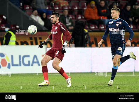 Andrei Burca L And Karolis Laukzemis R In Action During Cfr Cluj Vs