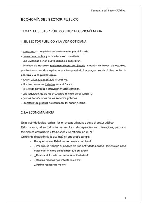 Economia Del Sector Público EconomÍa Del Sector PÚblico Tema 1 El