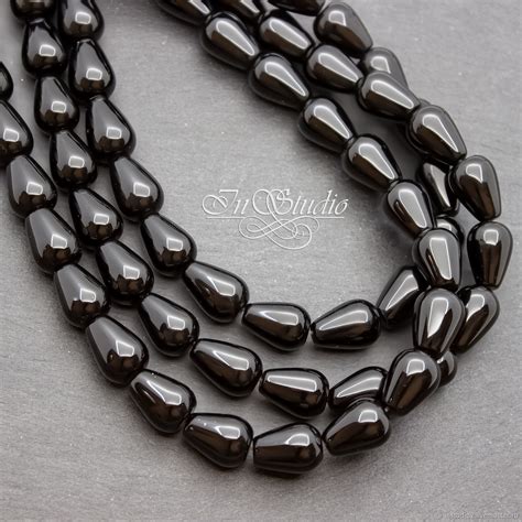Агат черный 14х10 мм бусины капли купить в интернет-магазине Ярмарка ...