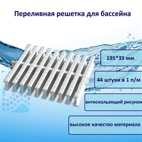 Переливная решетка для бассейна 195*35 мм купить по доступной цене в ...